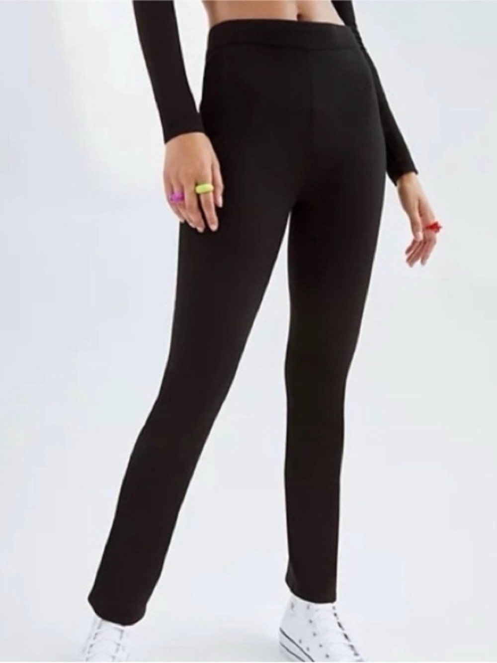 Aritzia Sun-Deh‎ Ellie Pant Black High Rise Stretch Knit Straight Leg S